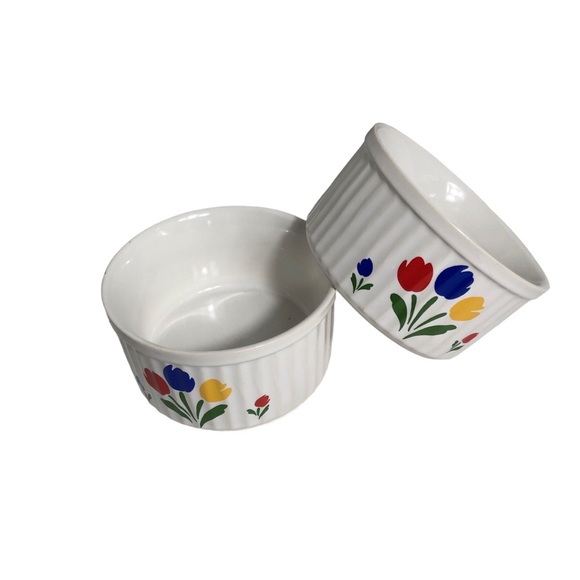 2x vintage Tulip Tyme 8 oz stoneware Japan ramekins - Picture 1 of 3